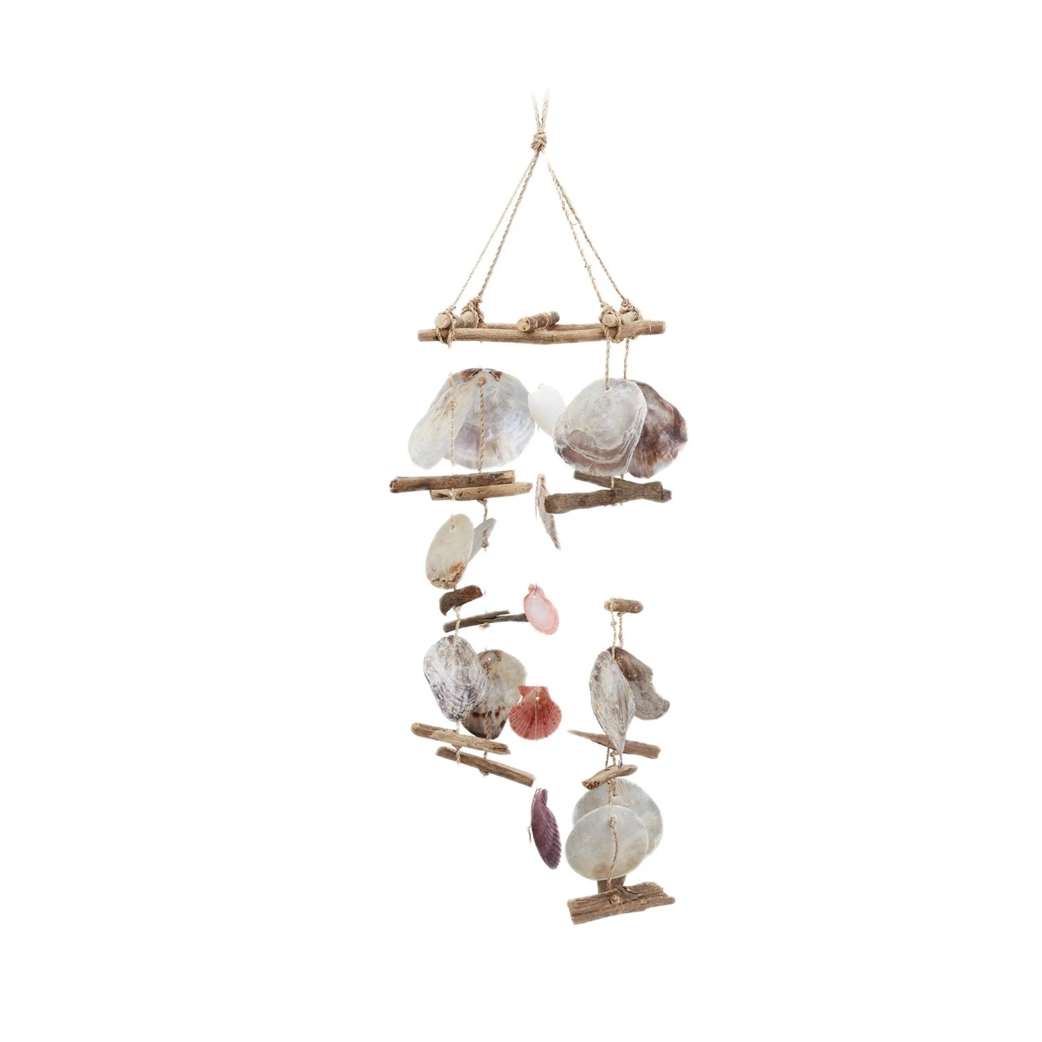 Relaxdays Windspiel Treibholz Muscheln Natur Bunt 88 cm x 22 cm x 22 cm