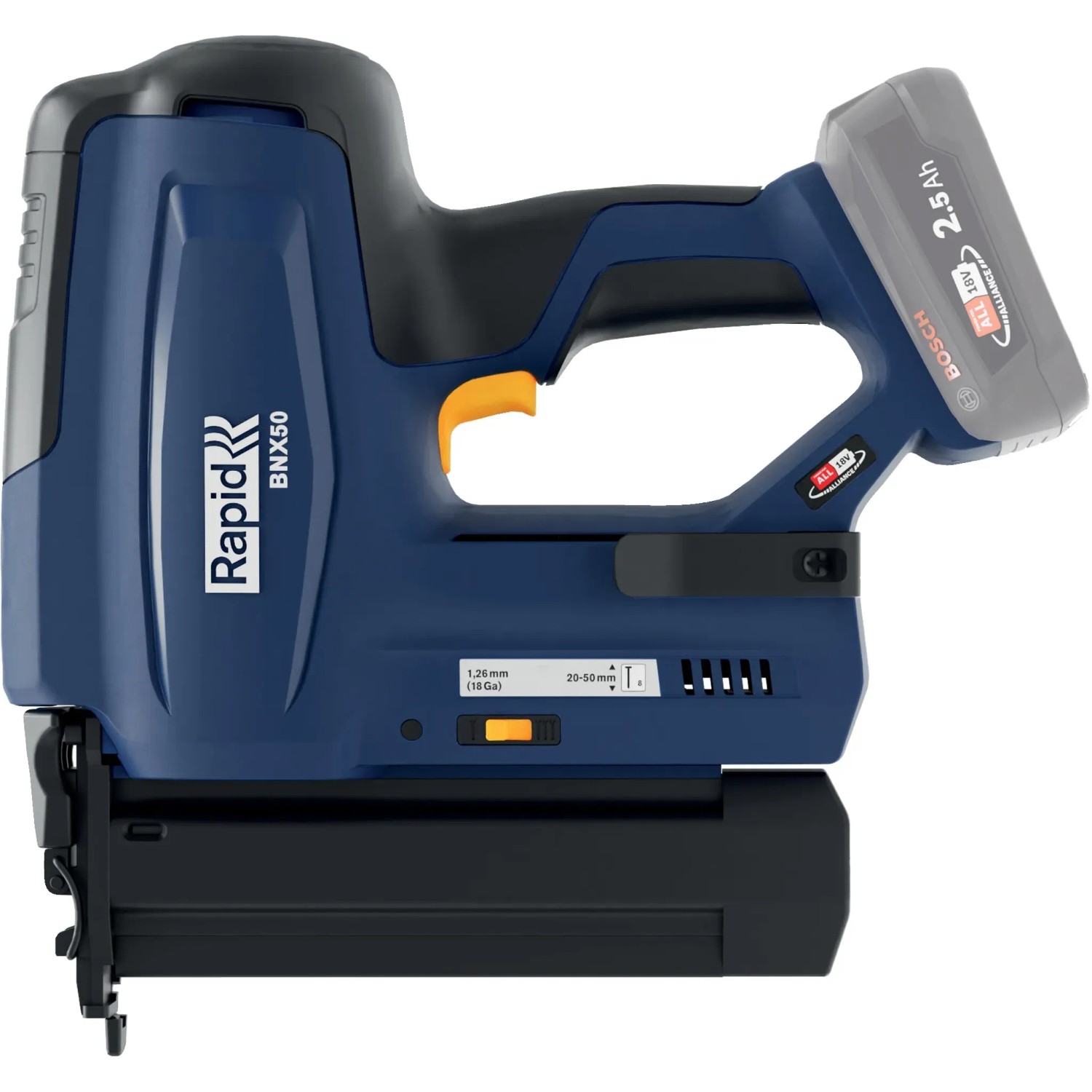 Rapid Akku-Nagler BNX50 18 V, blau, mit Akku. Ideal für Zierleisten und Verkleidungen.
