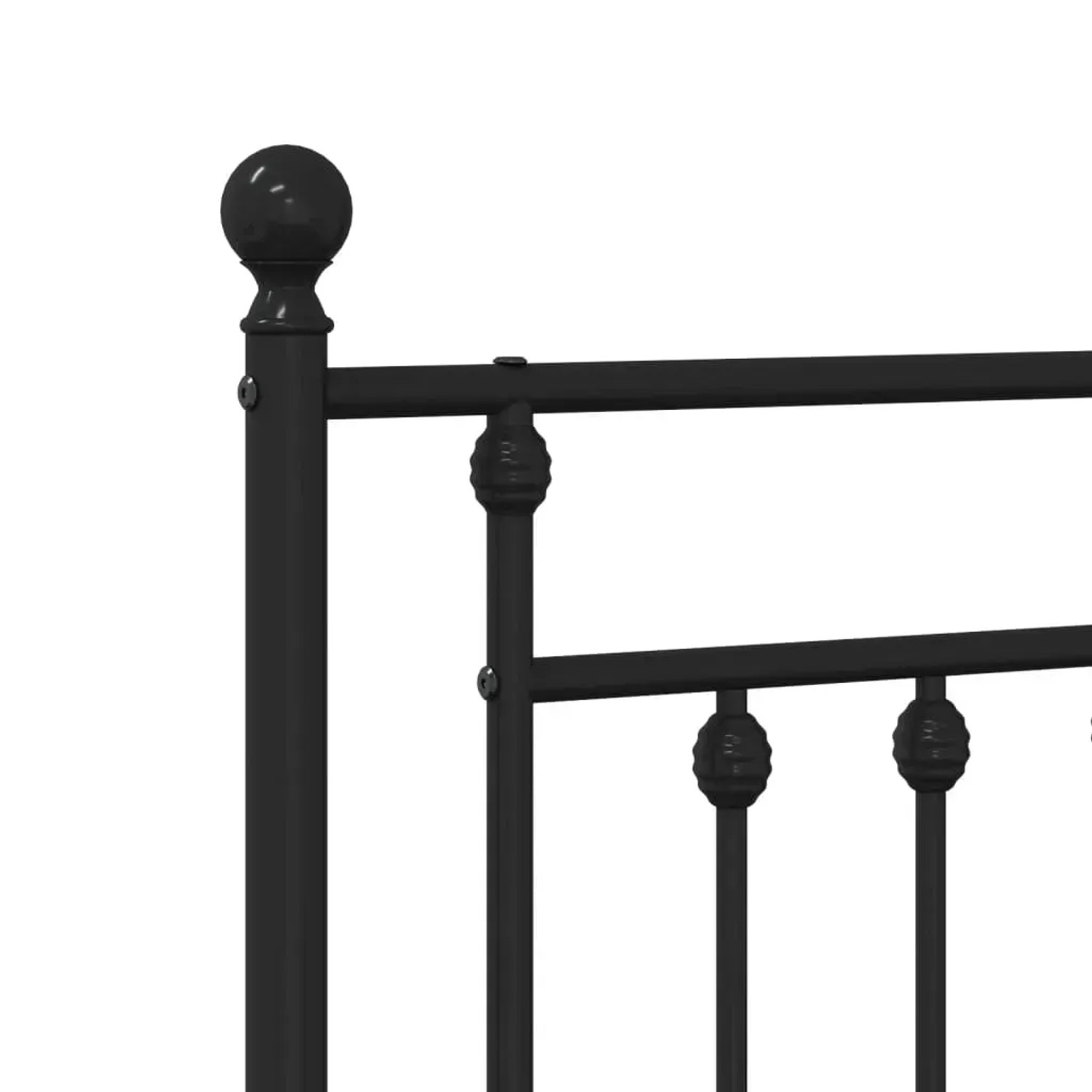 Detailansicht: Schwarzes Metall Bettgestell mit Kopf- und Fußteil, vidaXL Bett.