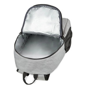 Offener, grauer Bomoe IceBreezer Kühlrucksack (25L) mit Thermofutter. Ideal für den Transport von kalten Speisen und Getränken.