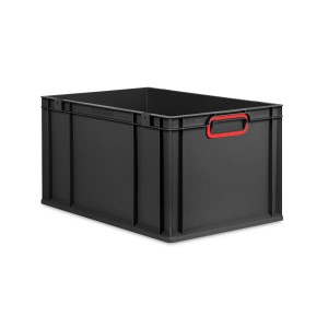 PROREGAL Eurobox Nextgen Color HxBxT 32x40x60cm 65 Liter Griffe Rot Geschlossen Schwarz Eurobehälter Transportbox Transportbehälter