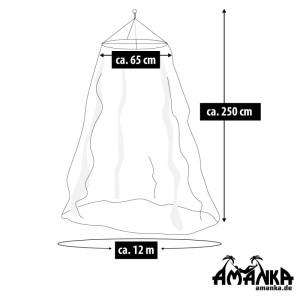 Skizze: Transparentes AMANKA Moskitonetz, 12m Umfang, für Camping & Reise.