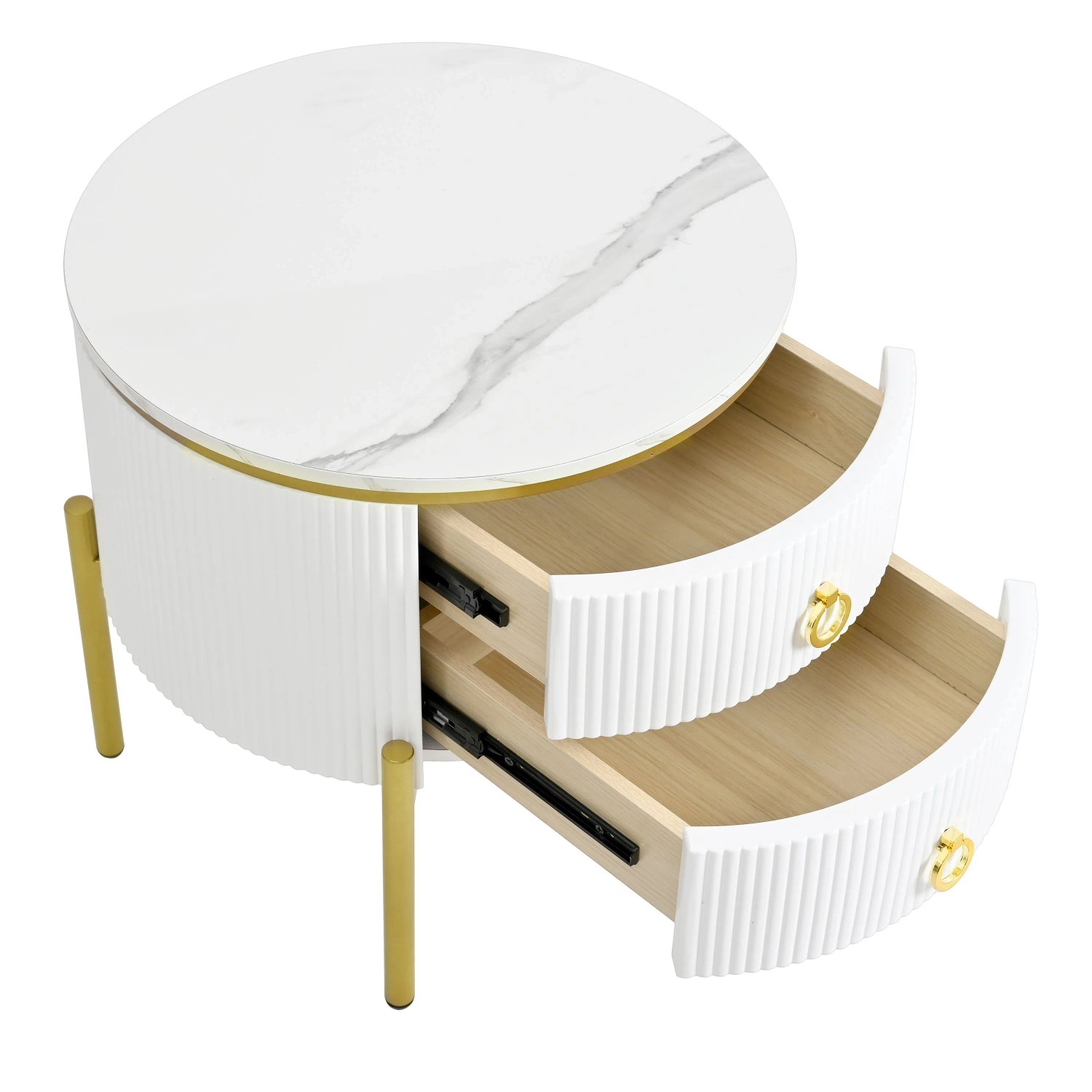 okwish Beistelltisch Verstellbar Couchtisch mit Schubladen mit Spezieller Oberfläche 50 × 50 cm