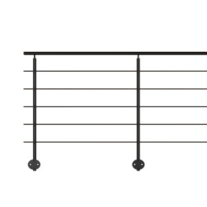 Schwarzes Kordo Geländerset, 2m Alu, seitliche Befestigung Prestio.