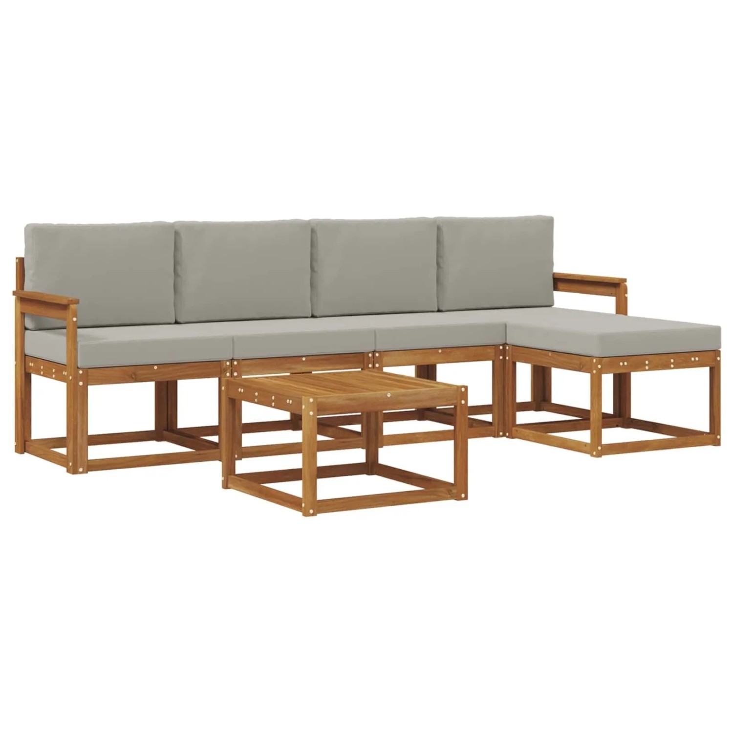 vidaXL Outdoor-Sofagarnitur mit Kissen 6 Stk Natur und Hellgrau 3366279