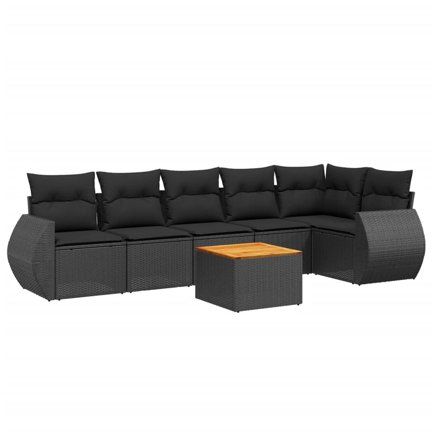 vidaXL 7-Tlg Garten-Sofagarnitur mit Kissen Schwarz Poly Rattan 3225012 günstig online kaufen