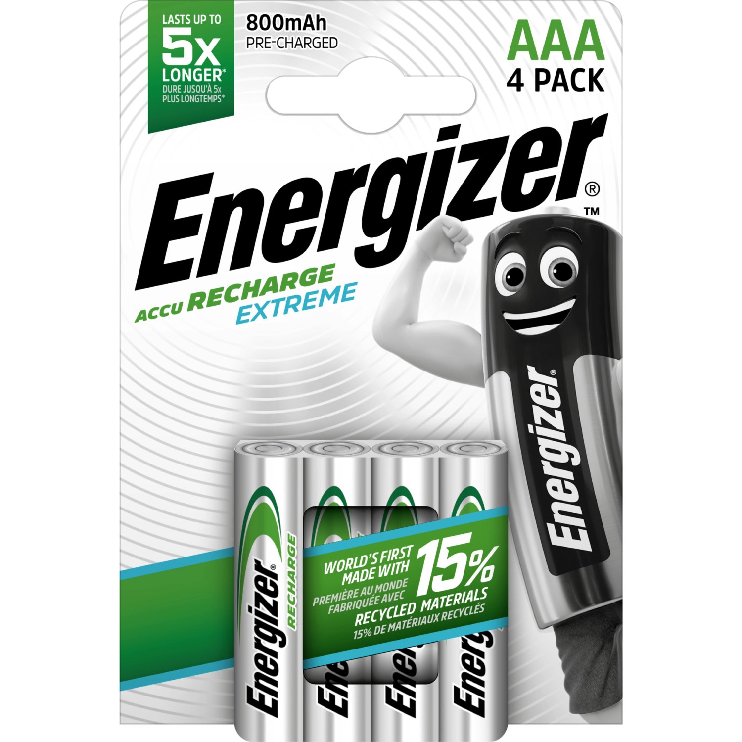 Energizer Akku Extreme AAA Micro 800 mAh 4 Stück Wiederaufladbar