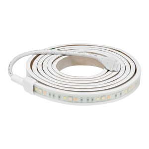 Homematic IP Lightstrip Set (2 m) für Hausautomation, aufgerollt mit Zuleitung und Stecker.