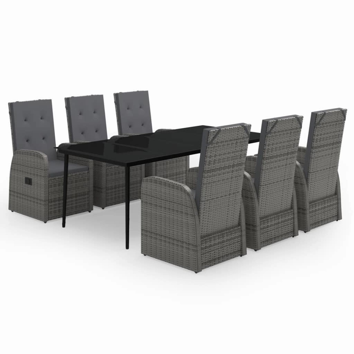 vidaXL 7-Tlg Garten-Essgruppe mit Auflagen Grau 3099489