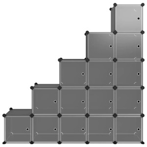 vidaXL Regalsystem mit 15 Würfeln und Türen Schwarz PP 340554
