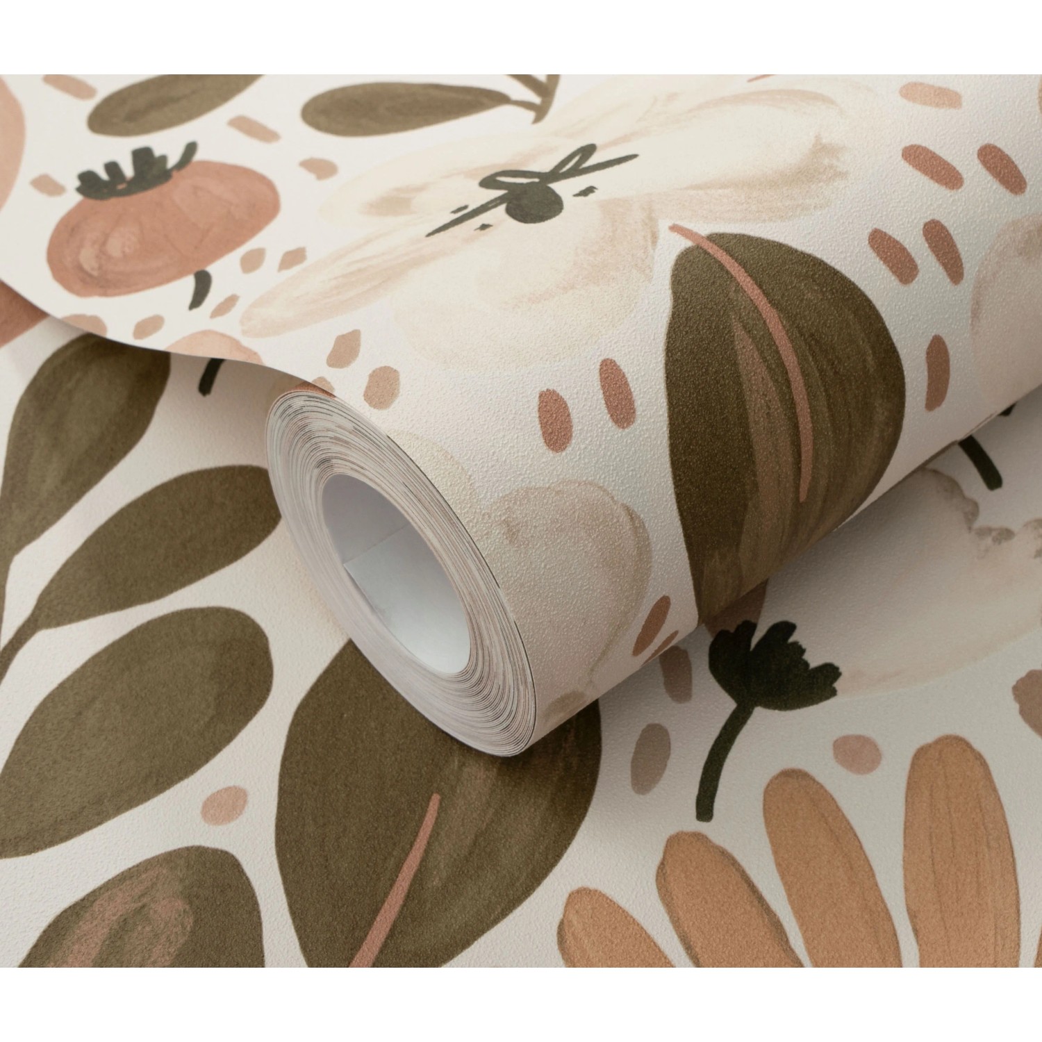 Erismann Vliestapete La Terrasse Jardin Poetique, braun mit floralem Muster.