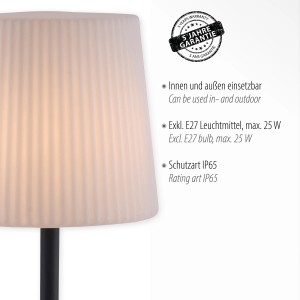 Anthrazitfarbene Paul Neuhaus LED-Tischleuchte Falter, 60cm hoch, für Innen- und Außenbereich.