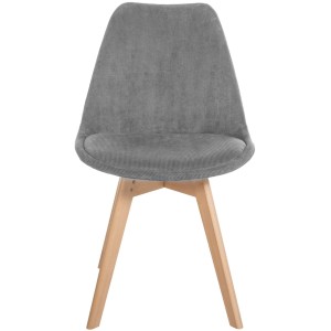 Grauer Esszimmerstuhl Linares mit Cordbezug und hellem Holzgestell. Modernes Design für Ihr Zuhause.