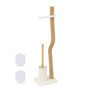 Relaxdays WC Garnitur Holz Metall Weiß Freistehend 78,5 cm x 23 cm x 18 cm 2,1 kg
