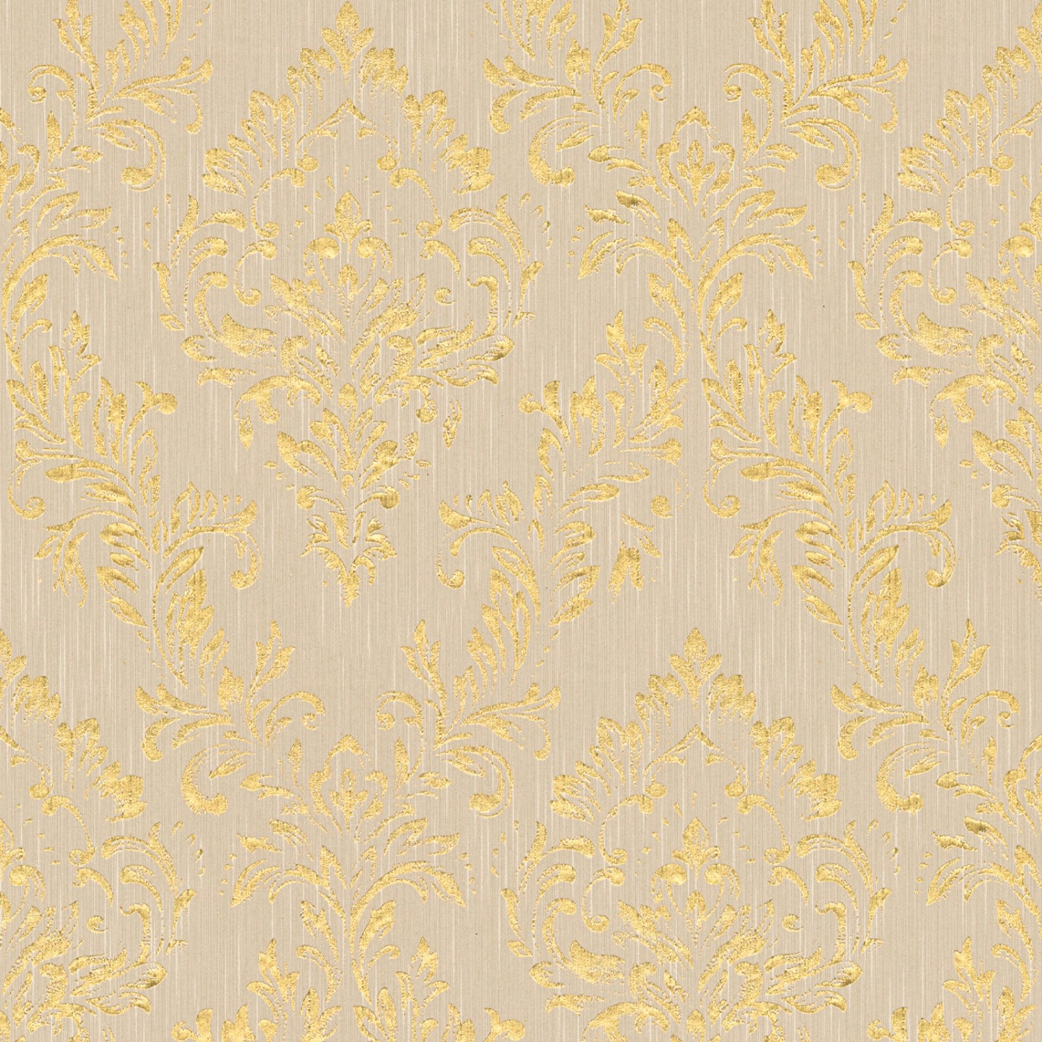 Bricoflor Barock Textiltapete Beige Gold Ornament Vliestapete mit Textil Muster mit Glitzer Metallic Effekt Elegante Vli