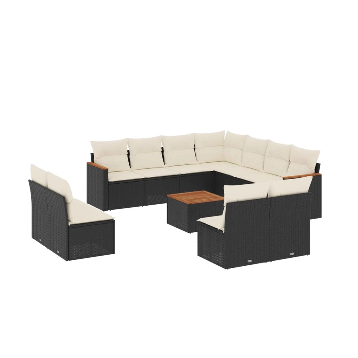 vidaXL 12-Tlg Garten-Sofagarnitur mit Kissen Schwarz Poly Rattan 3226091 günstig online kaufen