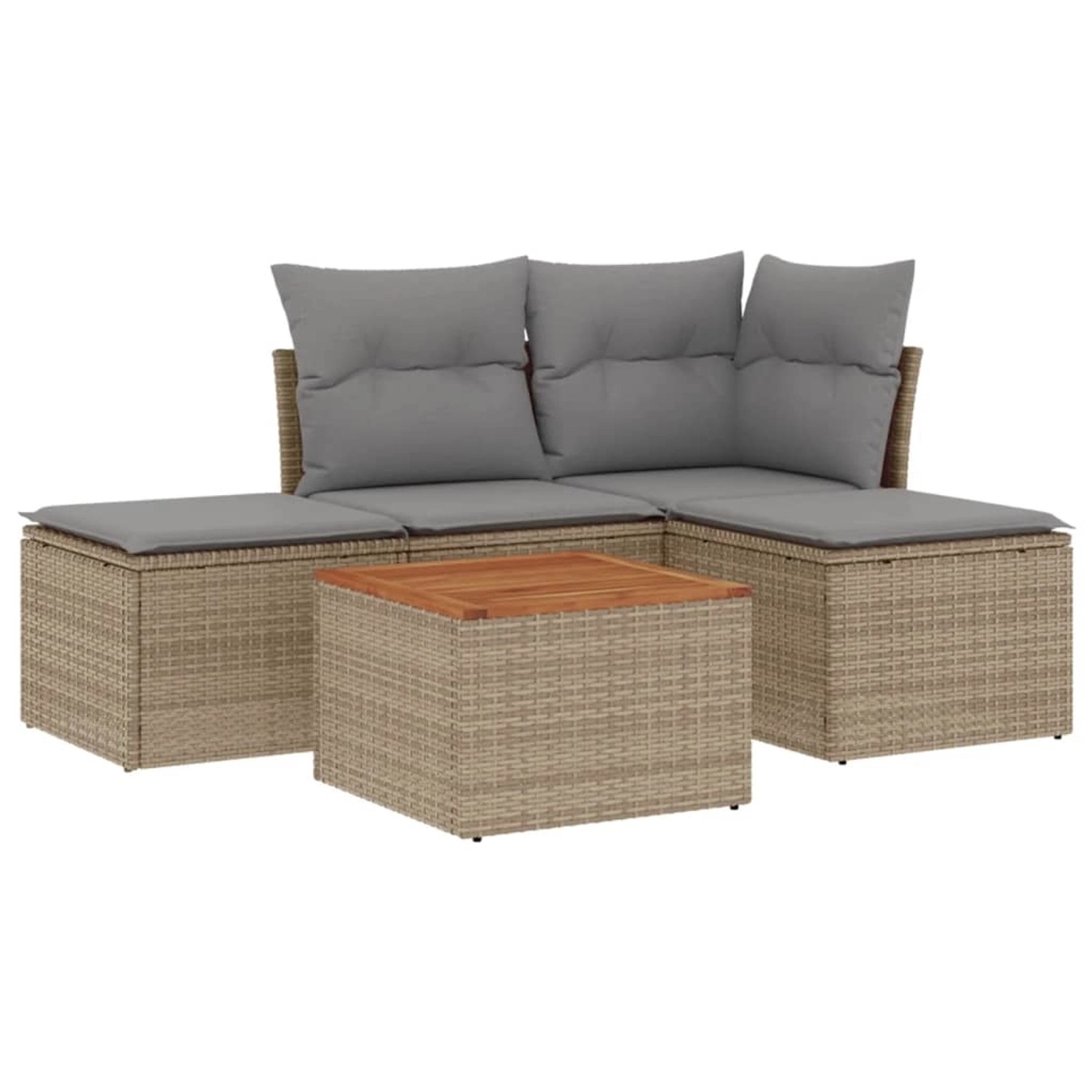 vidaXL 5-Tlg Garten-Sofagarnitur mit Kissen Beige Poly Rattan 3223588 günstig online kaufen