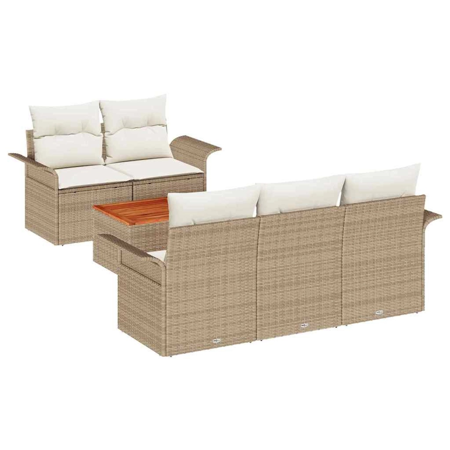 vidaXL Garten-Sofa-Set 6-Tlg Beige Poly Rattan 3347267 günstig online kaufen