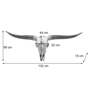Dekorativer Stier Schädel (132cm) in Naturfarben. Wanddeko, detailreich und imposant.