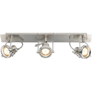 OBI LED Spot Dusino mit 3 Strahlern in Nickel-Matt. Deckenleuchte mit warmweißem Licht für Wohnräume.