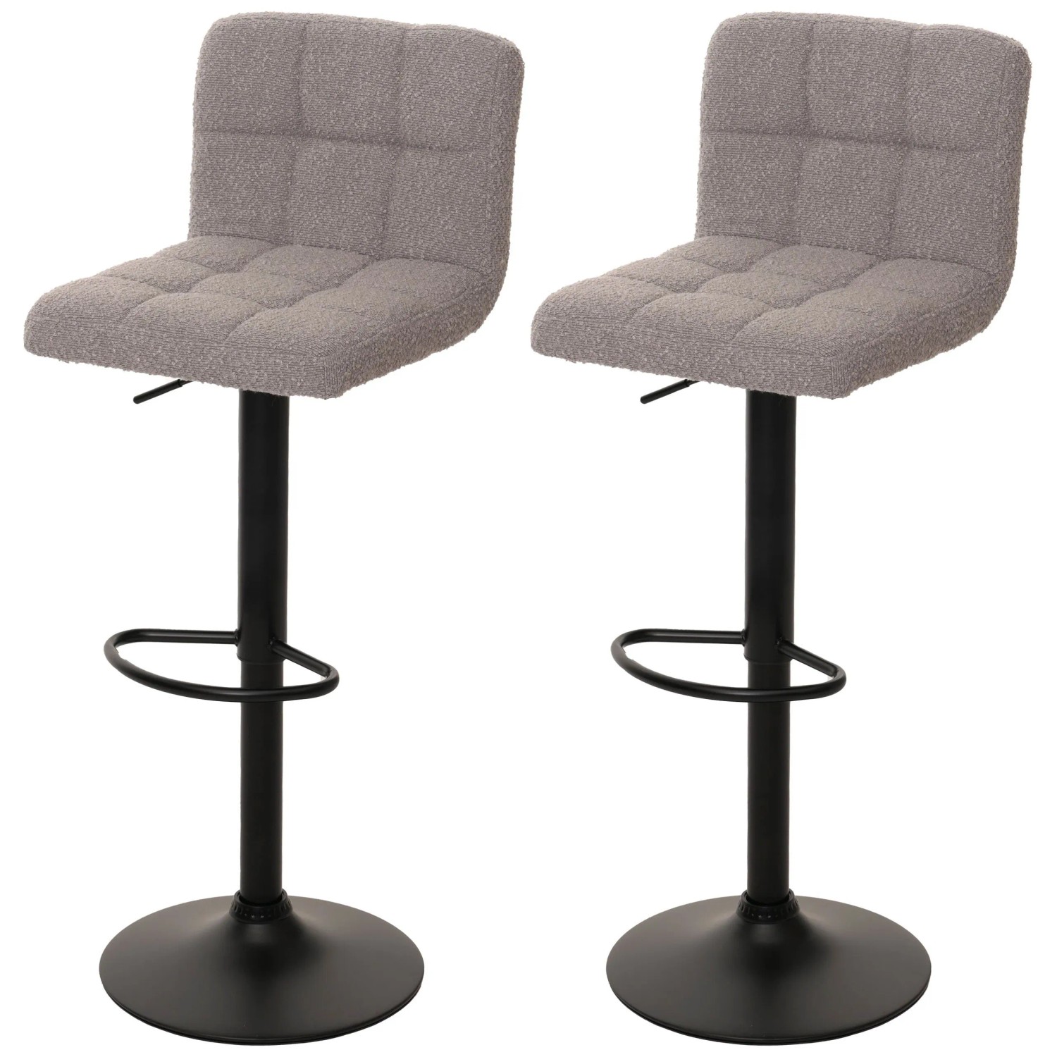 MCW Barhocker G87 2er-Set Grau Stoff Boucle