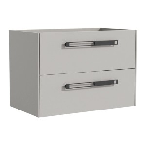 Grauer Vente-unique Felna Waschbeckenunterschrank, hängend, mit 2 Schubladen und schwarzen Aluminium-Griffen. 79.4 cm breit.
