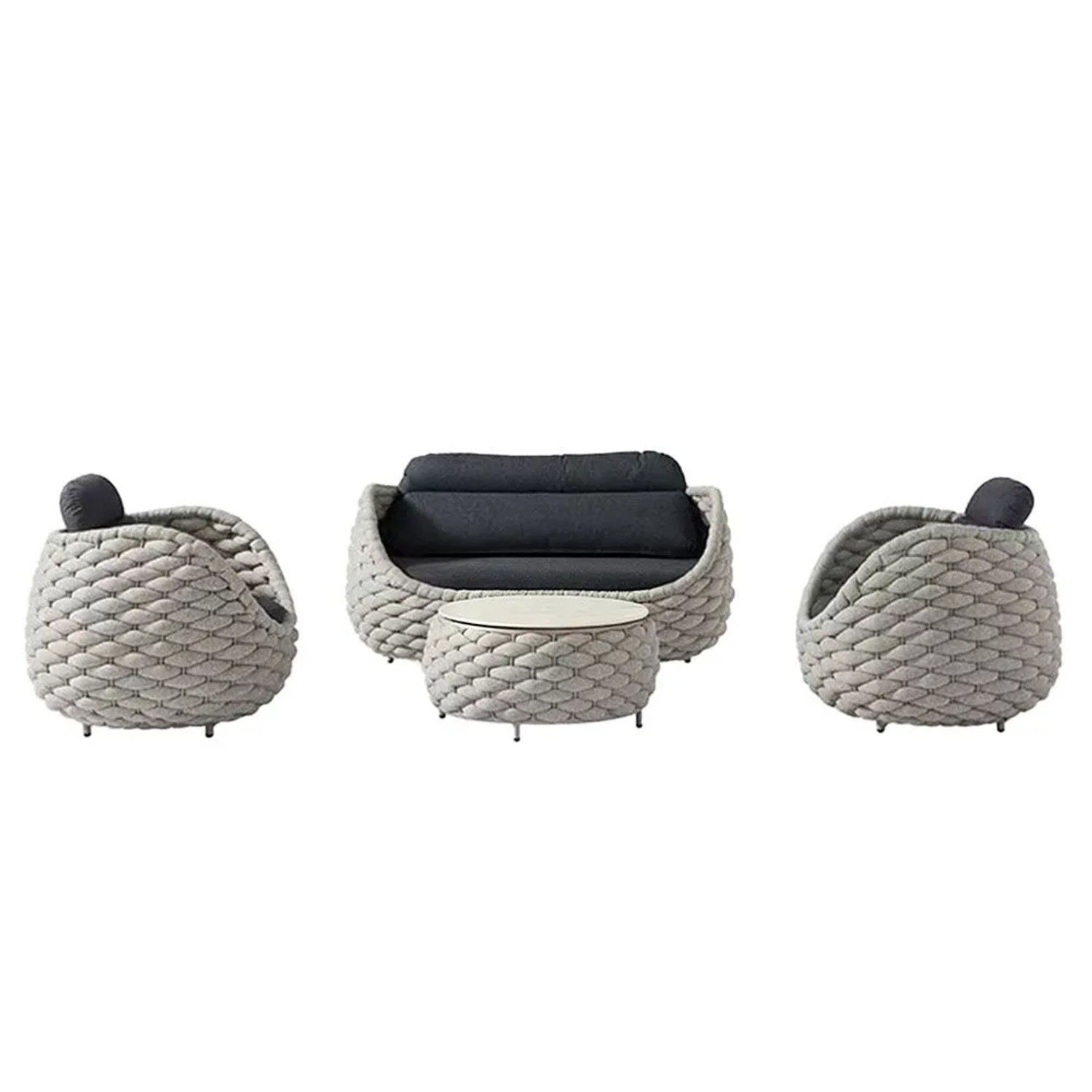 360Home Gartenmöbel Set Polyrattan 4 Teilig Wetterfest Wasserfest Mit 2 Einzelsesseln Zweisitzer Und Tisch TBSFB2