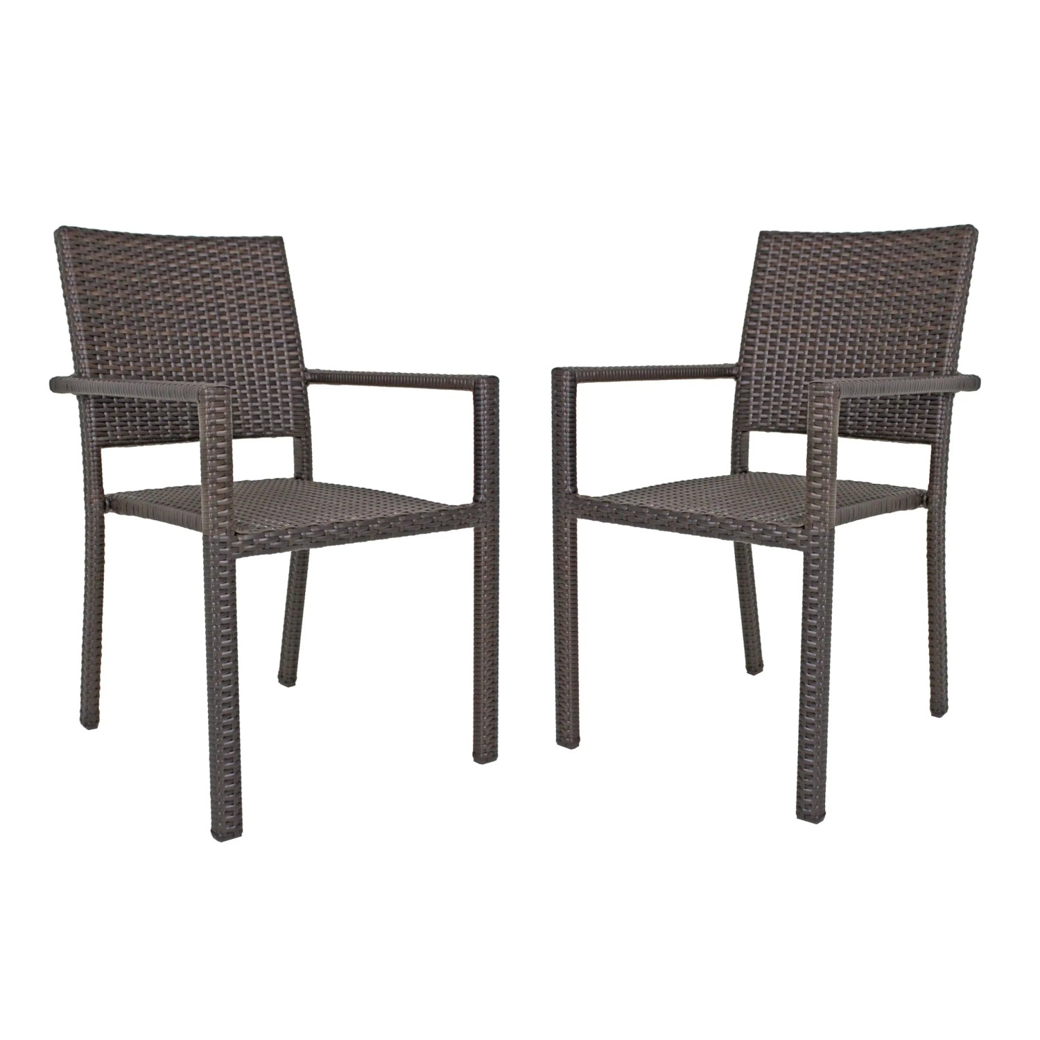 DELUKE Gartenstuhl 2er Set LEIF Kunststoff Braun Stapelstuhl Wetterfest Terrassenstuhl Outdoor Essstühle