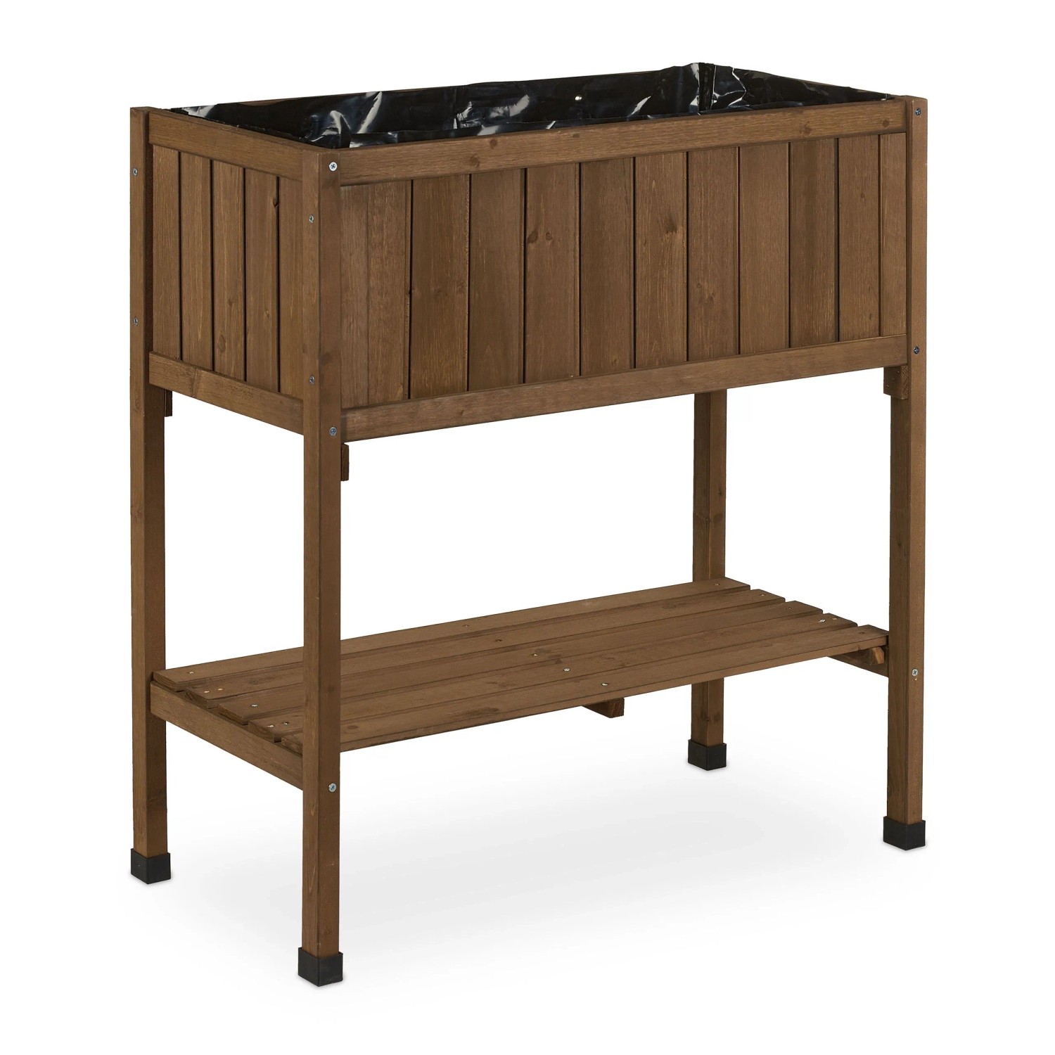 Relaxdays Hochbeet Tannenholz Braun Mit Folie 80 cm x 74 cm x 38 cm 5,5 kg