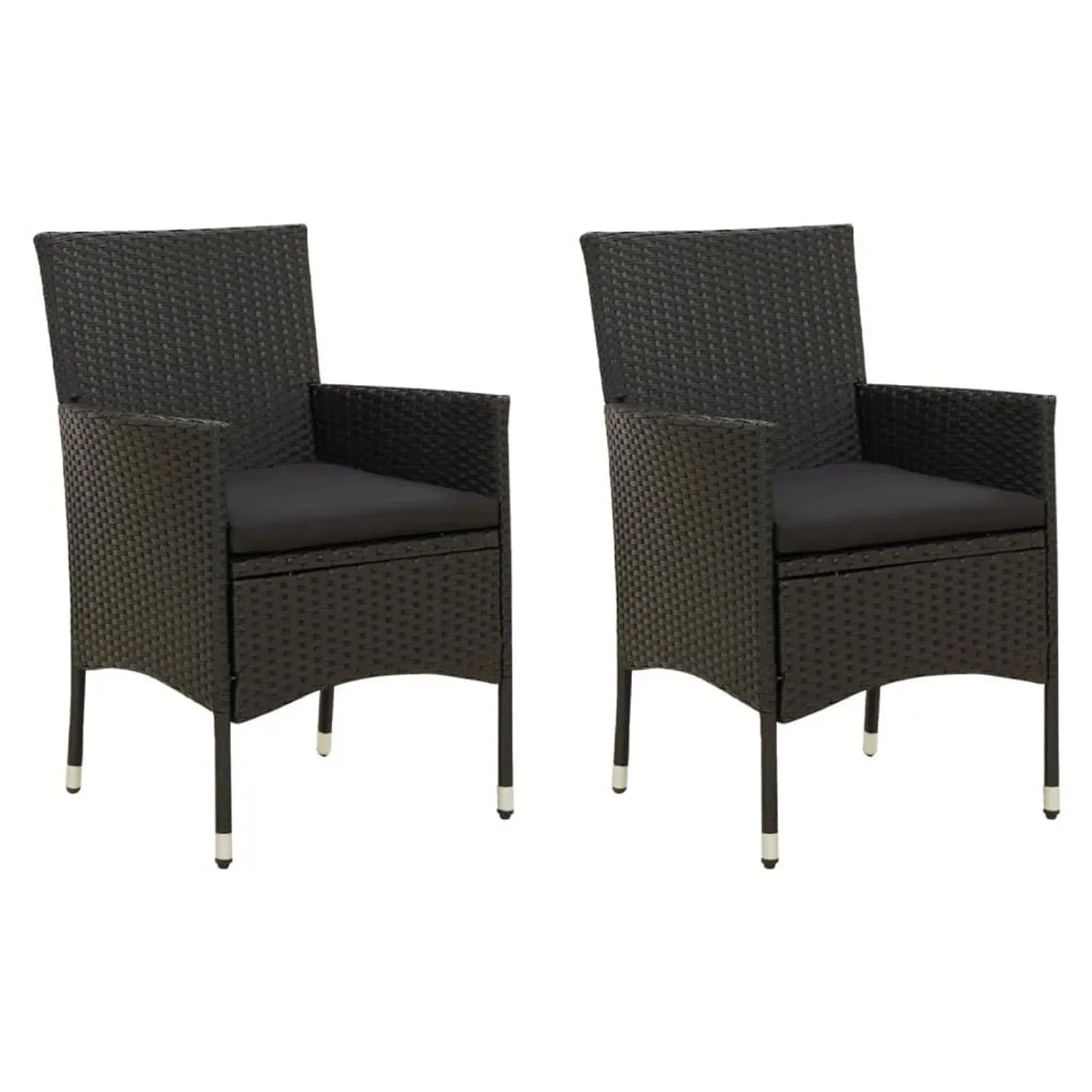 Furnicato Gartenstühle Mit Sitzpolster 2 Stk Poly Rattan Schwarz