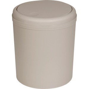 Kosmetikeimer 5 l in Taupe: kompakter Treteimer aus Kunststoff für das Badezimmer.
