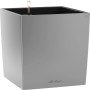 Lechuza Cube Premium Pflanzgefäß, 50x50 cm, Silber metallic, mit Bewässerungssystem.