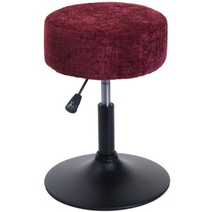 PROREGAL Hocker Höhenverstellbar Und Drehbar Sitzhöhe 45-57cm Durchmesser 37cm Stoff Chenille Bordeaux Sitzhocker Schminkhocker