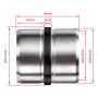 Technisches Diagramm des AICA Handlaufverbinders aus Edelstahl. Zeigt Durchmesser 42,2 mm und Länge 45 mm.