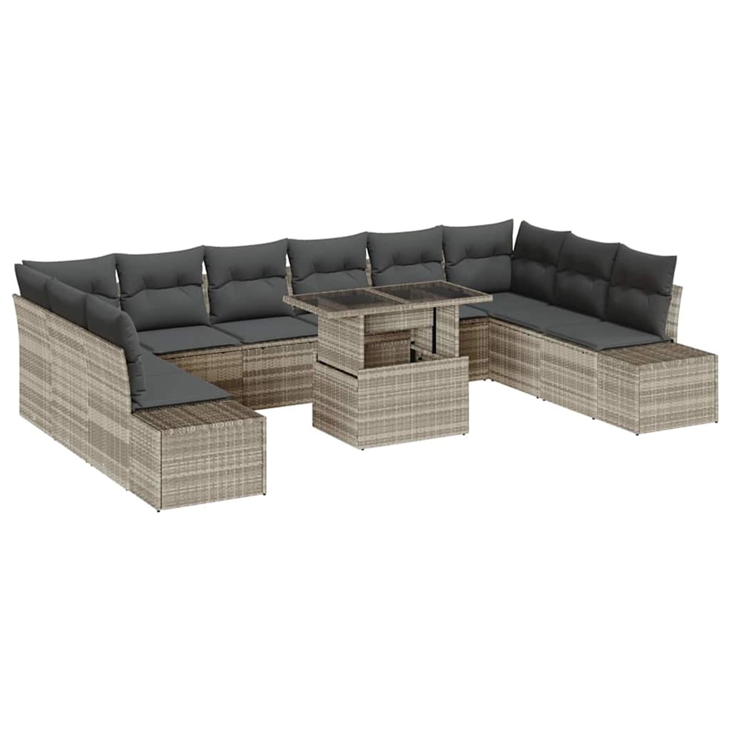 vidaXL Garten-Sofa-Set mit Speicher 11-Tlg Hellgrau Poly Rattan 3357995 günstig online kaufen