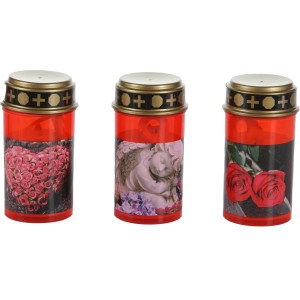 FlowerPower LED Grablampe Tumba Red mit Dorn, verschiedene Motive.