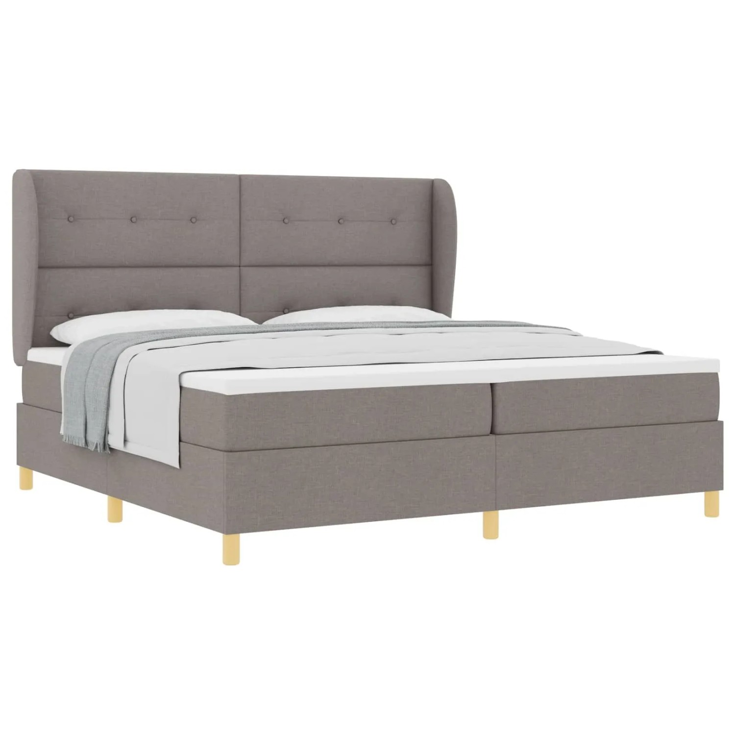 vidaXL Boxspringbett mit Matratze 90x190 cm Taupe Stoff 3340778