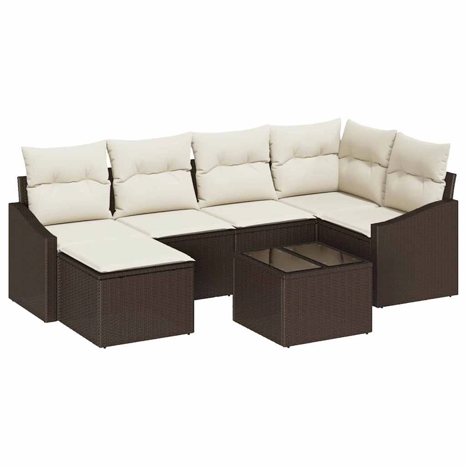vidaXL Garten-Sofa-Set 7-Tlg Braun Poly Rattan 3346798 günstig online kaufen