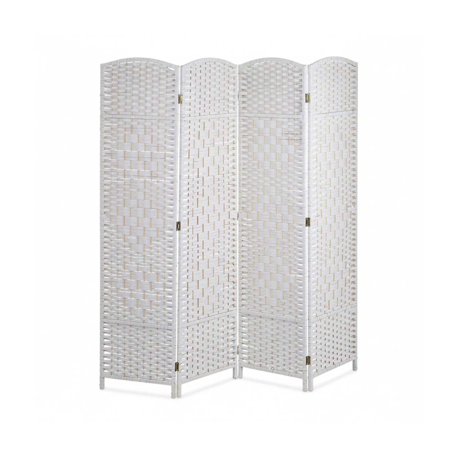 Relaxdays Paravent Holz Papierseil Weiß Vierteilig Zusammenfaltbar 170 cm x 160 cm x 2 cm 4,3 kg