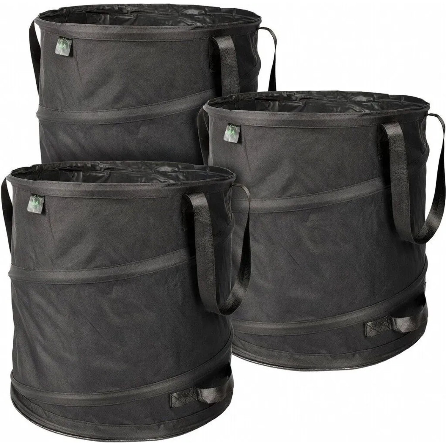 TTL GARDEN Pop Up Laubsack BLACK SUPERIOR 85 L 3er Set – Gartensack Schwarz 260 g/qm Selbststehend