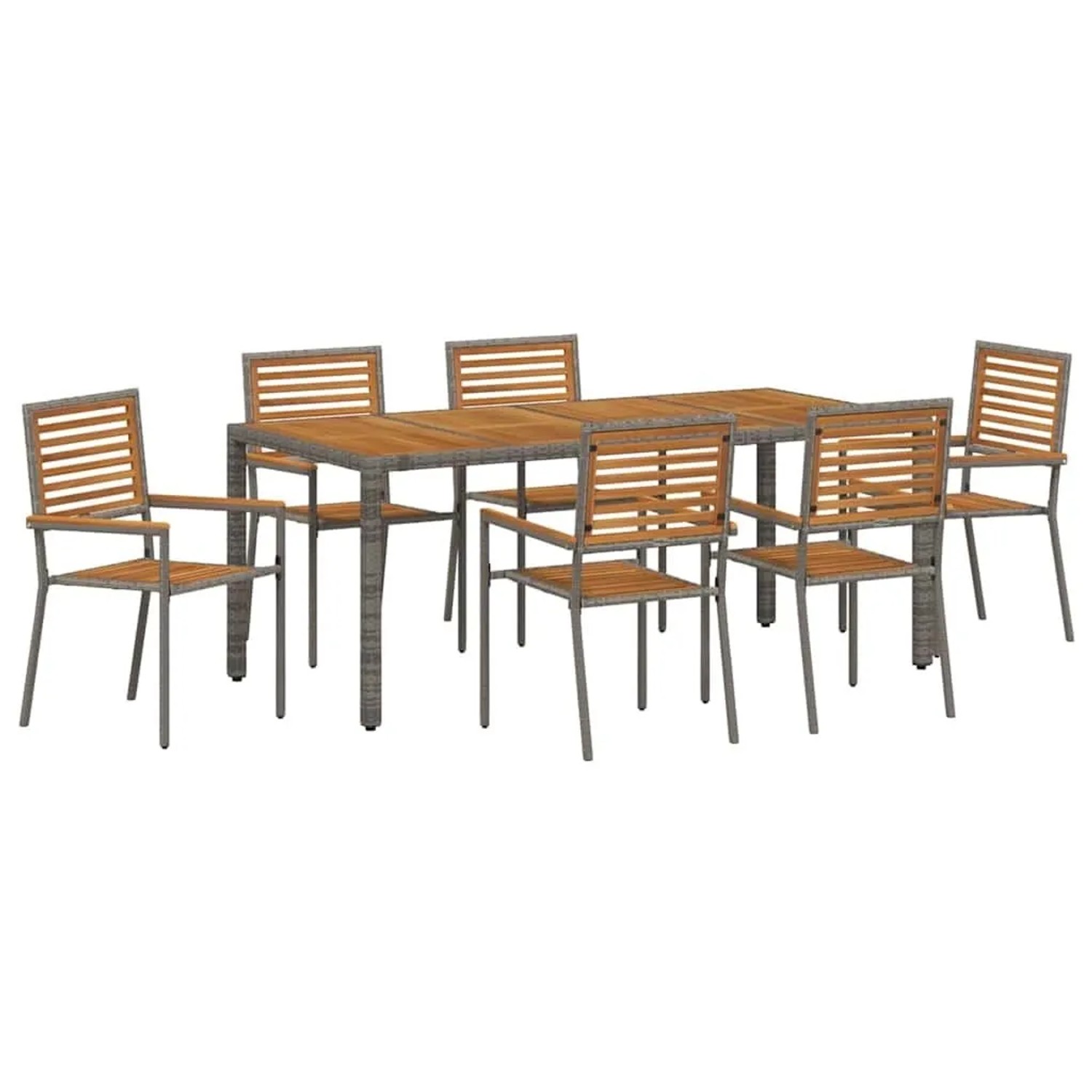 vidaXL Garten Essgruppe 7-Tlg Grau Poly-Rattan 3365443 günstig online kaufen