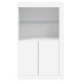 Weißer vidaXL Beistellschrank mit LED, Glasablage und Türen. Büroschrank aus Holzwerkstoff.