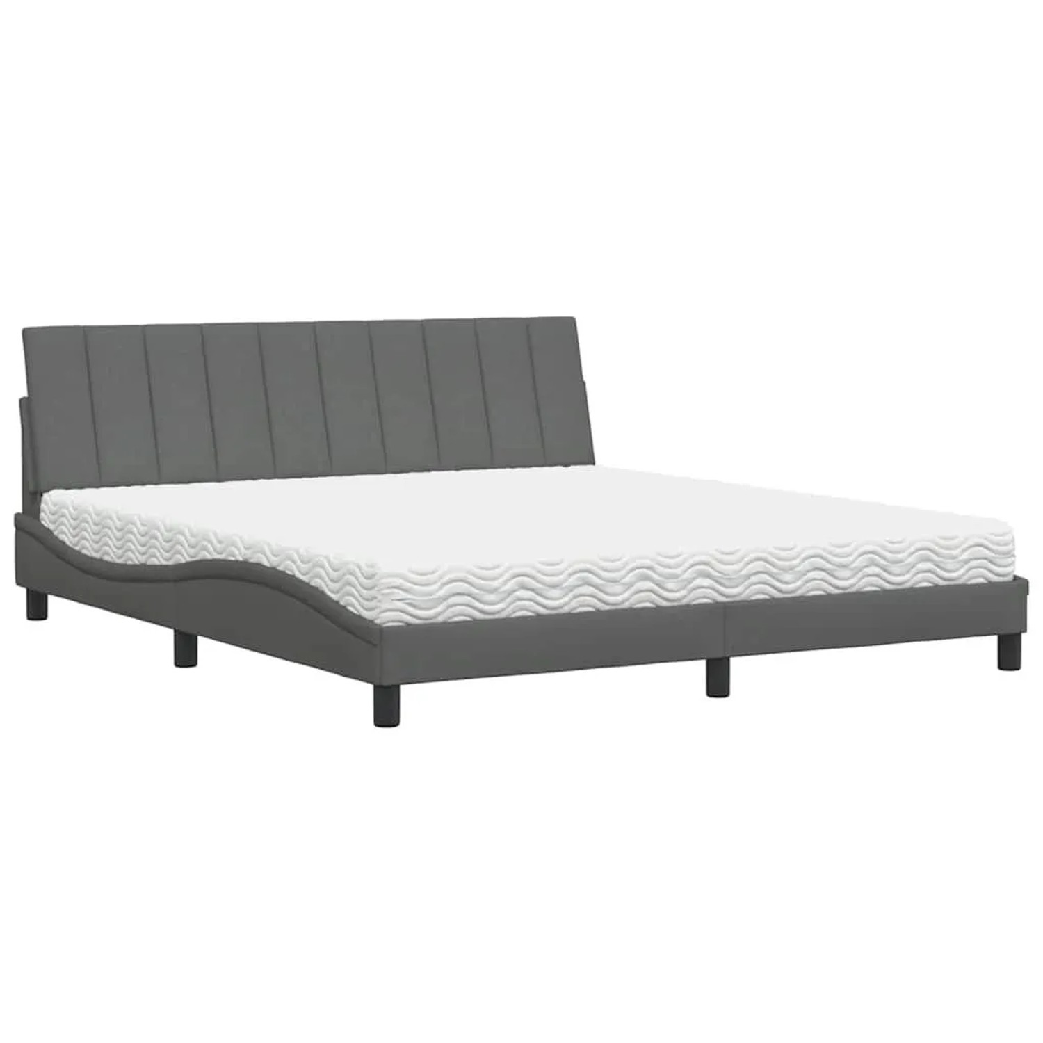 vidaXL Bett mit Matratze Dunkelgrau 180x200 cm Stoff 3310546