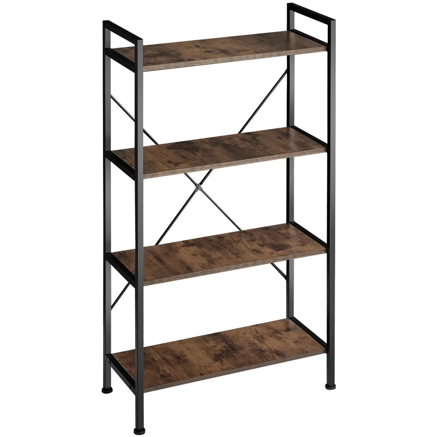 Tectake Regal Leeds Industrial Style Holz und Stahl  67 50 x 31 50 x 121 50 cm Industrial Holz Dunkel  Rustikal