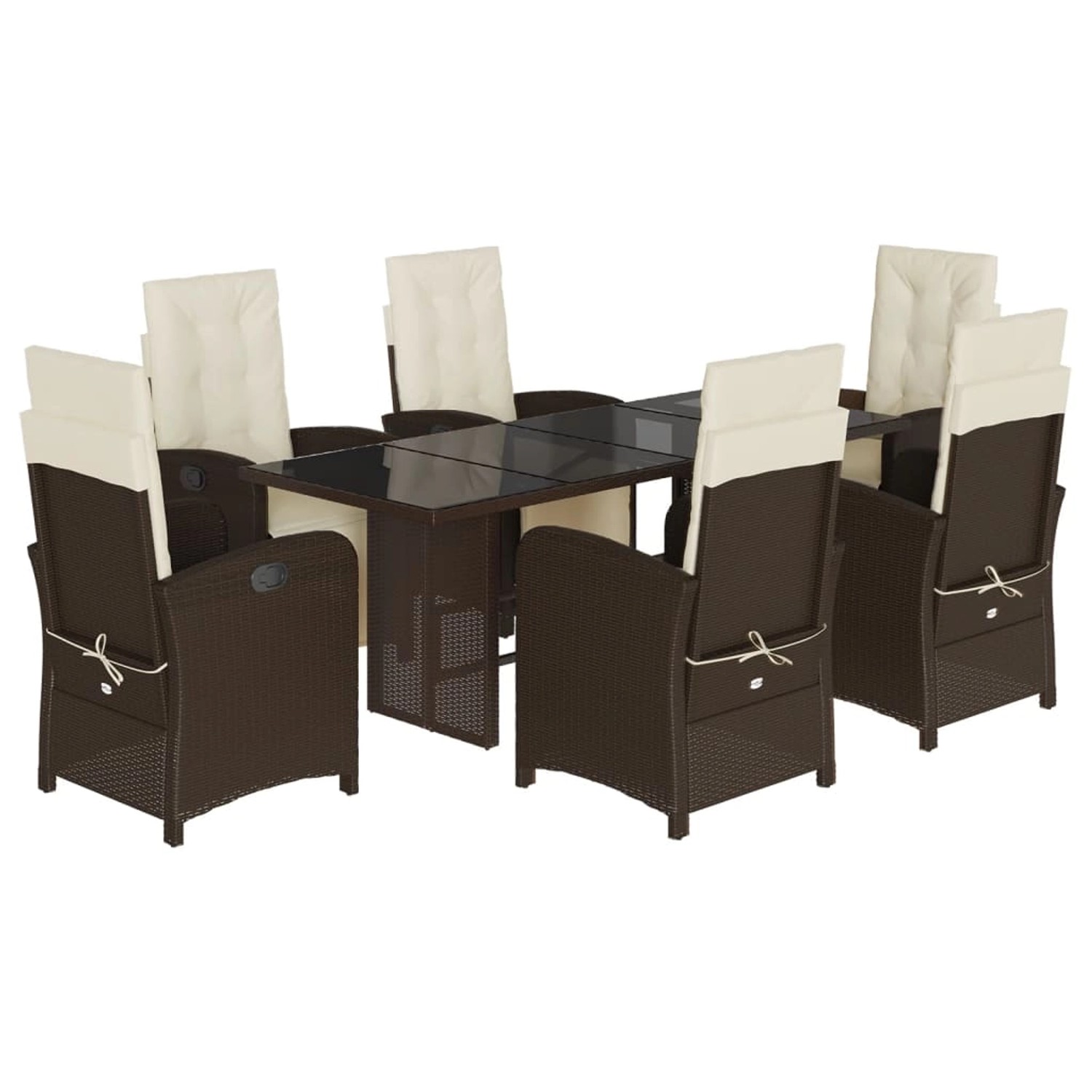 vidaXL 7-Tlg Garten-Essgruppe mit Kissen Braun Poly Rattan 3212490 günstig online kaufen
