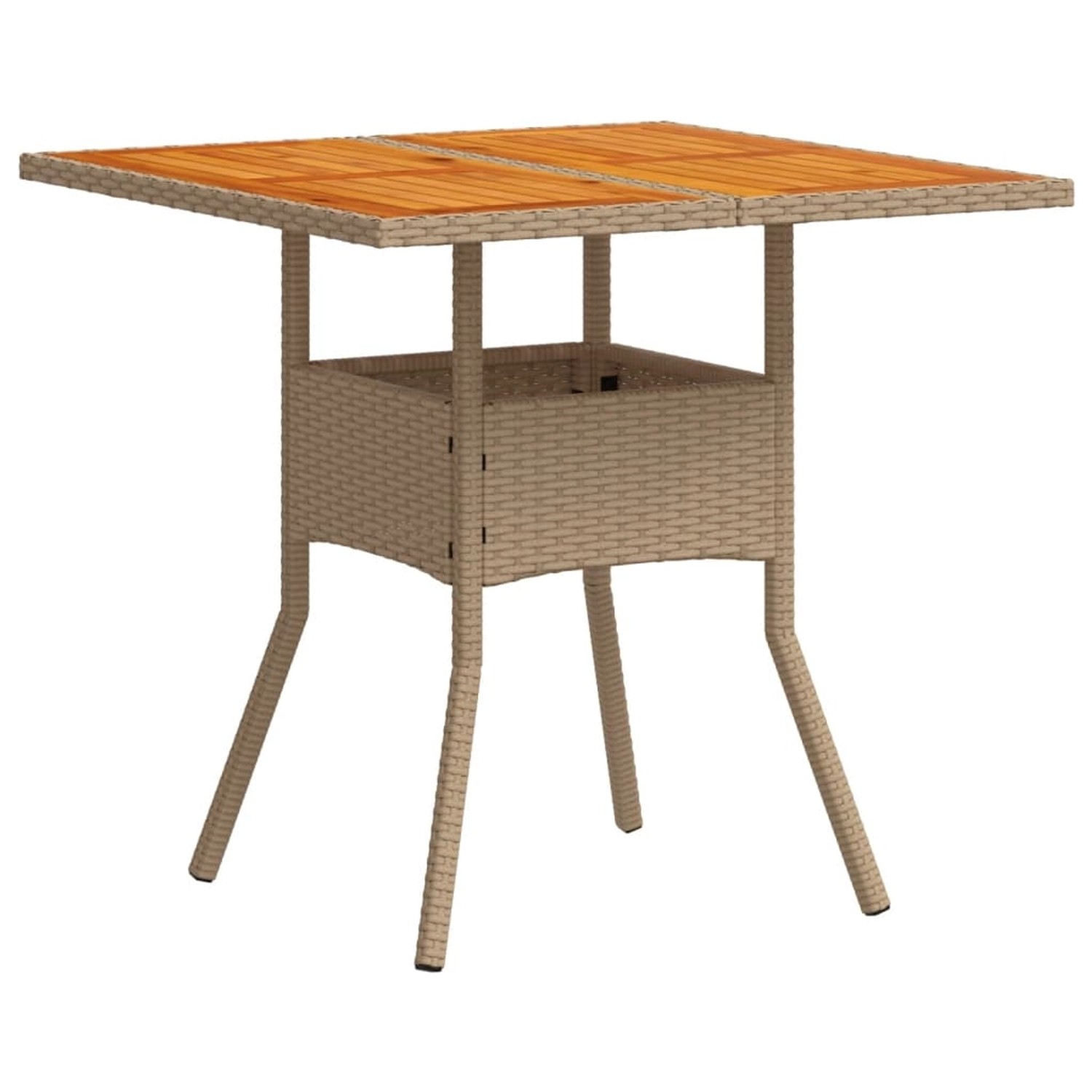 vidaXL Gartentisch Beige 80x80x75 cm Poly Rattan Akazienholz 368133 günstig online kaufen