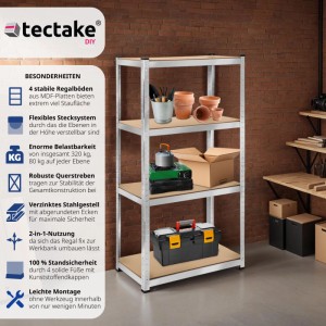 Tectake Schwerlastregal   In Verschiedenen Ausführungen Verzinktes Stahlgestell 160 x 80 x 40 cm  320 kg 80 x 40 x 160 cm Silber