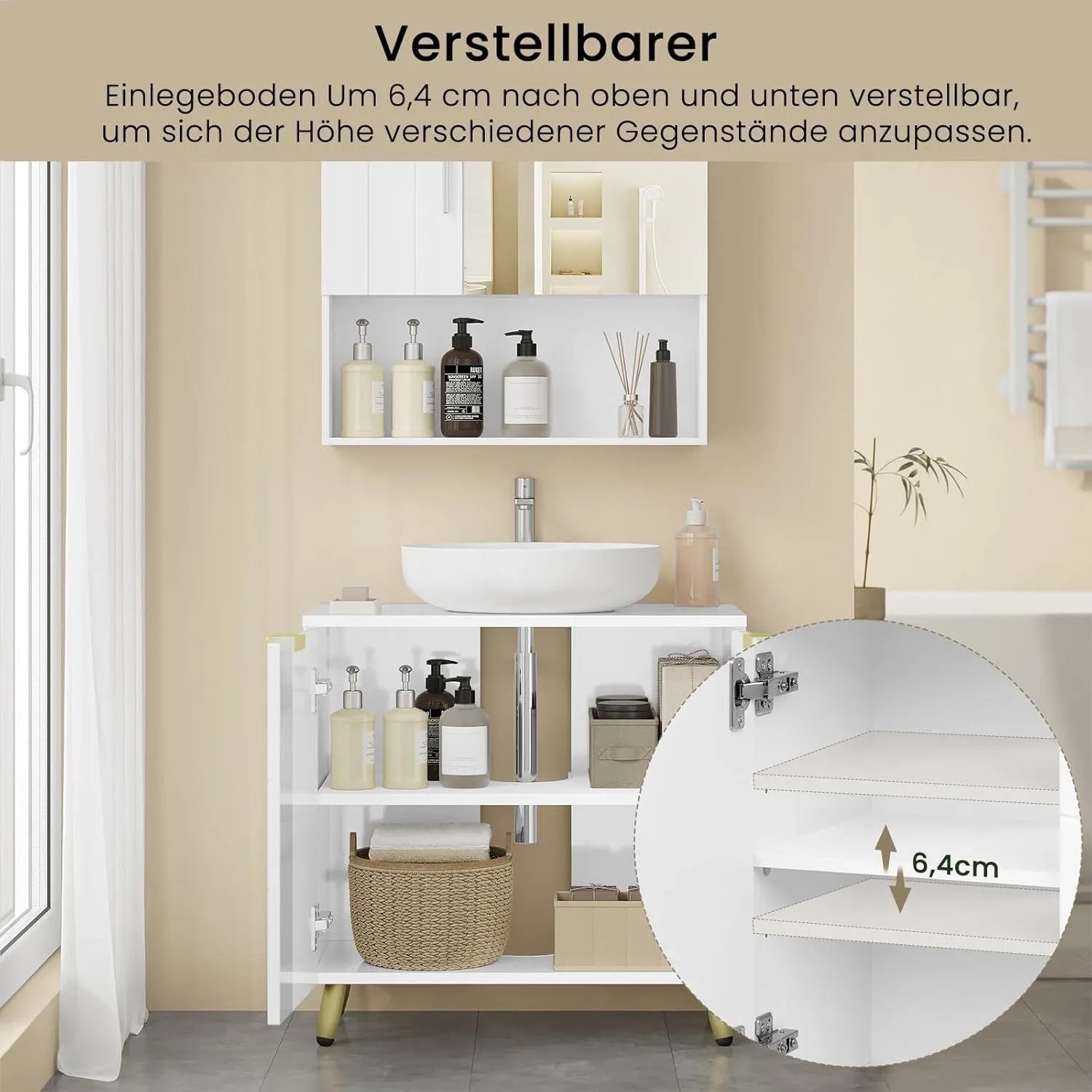 EUGAD Waschbeckenunterschrank Badezimmerschrank mit 2 Türen_4