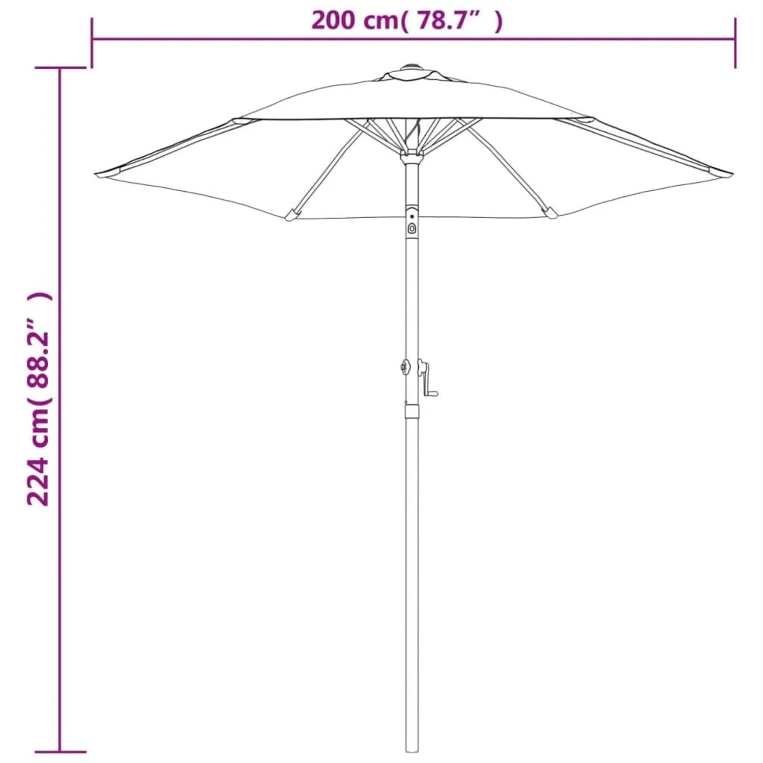 vidaXL Sonnenschirm, Burgunderrot, 200x224cm, Aluminium. Ideal für Garten, Terrasse & Balkon.