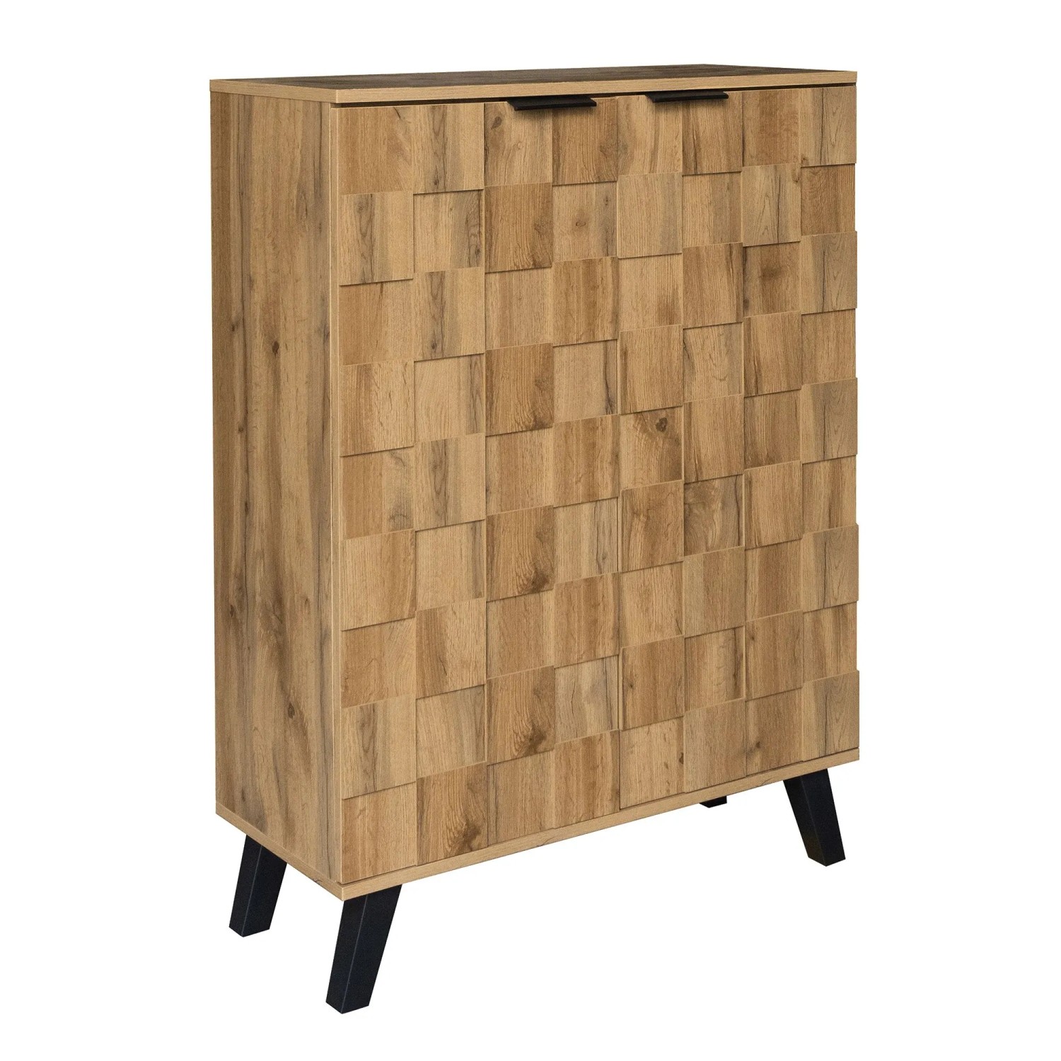 okwish Schuhschrank mit 5 Fächern Einlegeböden Holzmaserung 80x35.5x110cm Natur